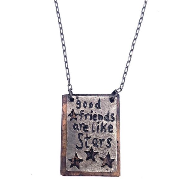 Good Friends Are Like Stars Engraved Pendant Chain Necklace 18 to 20 Inch - Picture 1 of 5